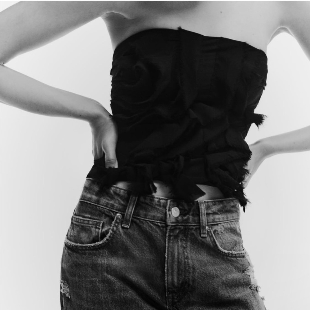 Zara Scalloped Strapless Top NWT